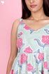Mulmul Cotton Dress In Floral Block Print
